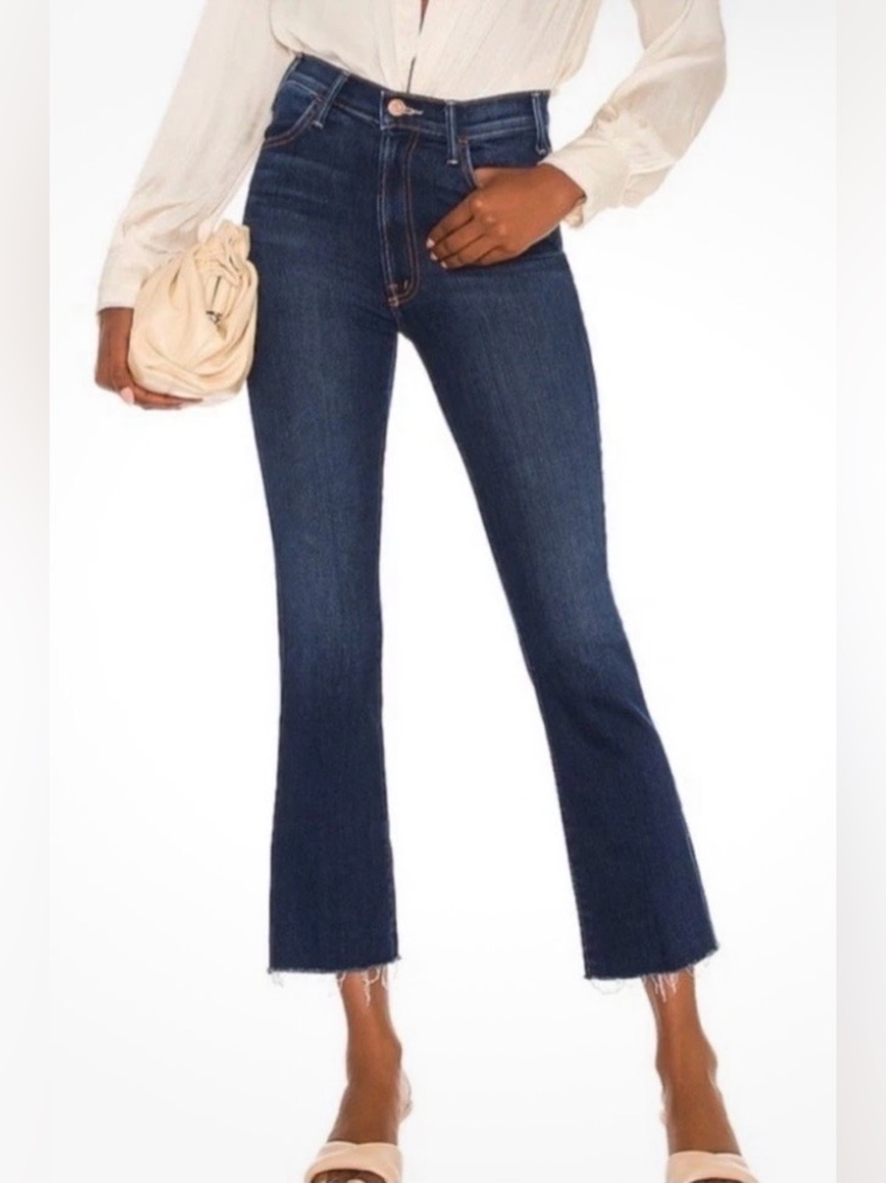 MOTHER The Hustler Ankle Fray Jeans Sz 24 Home Movies Elevated Casual Chic